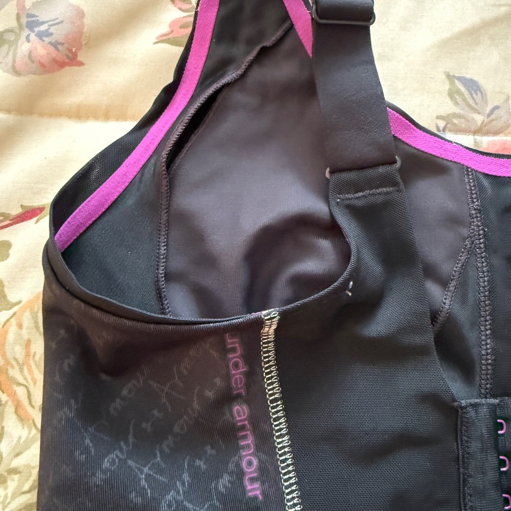 Under Armour Gray and Purple Sports Bra with Supportive Straps - Picture 4 of 10